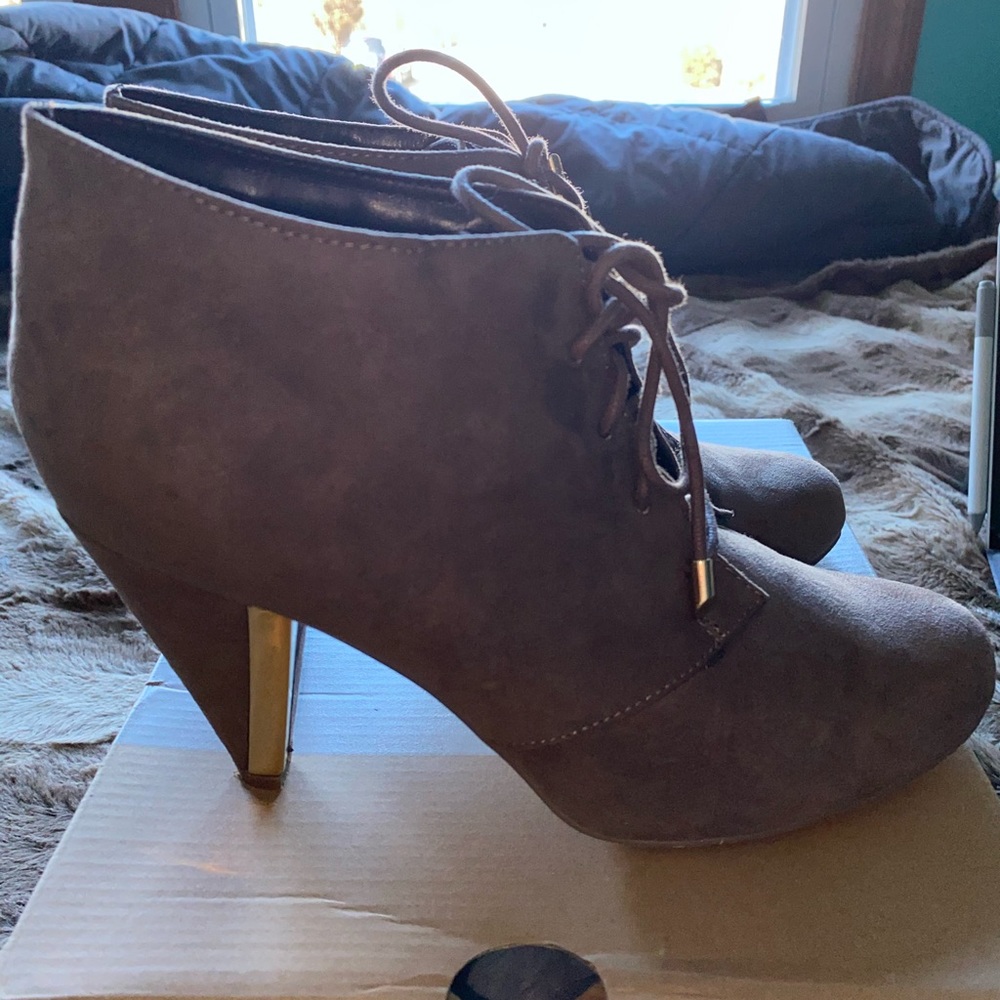 Tan suede booties